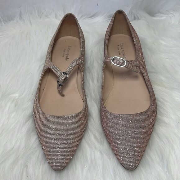 Kate Spade New York Mallory Pink Metallic Mary Jane Flats Sz 9 W/Dust Bag - Picture 3 of 8